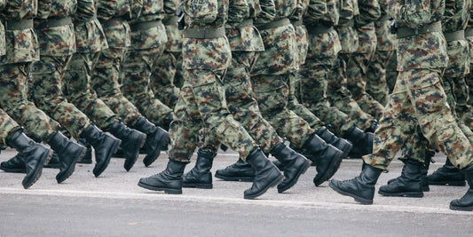 Soldiers marching in uniform